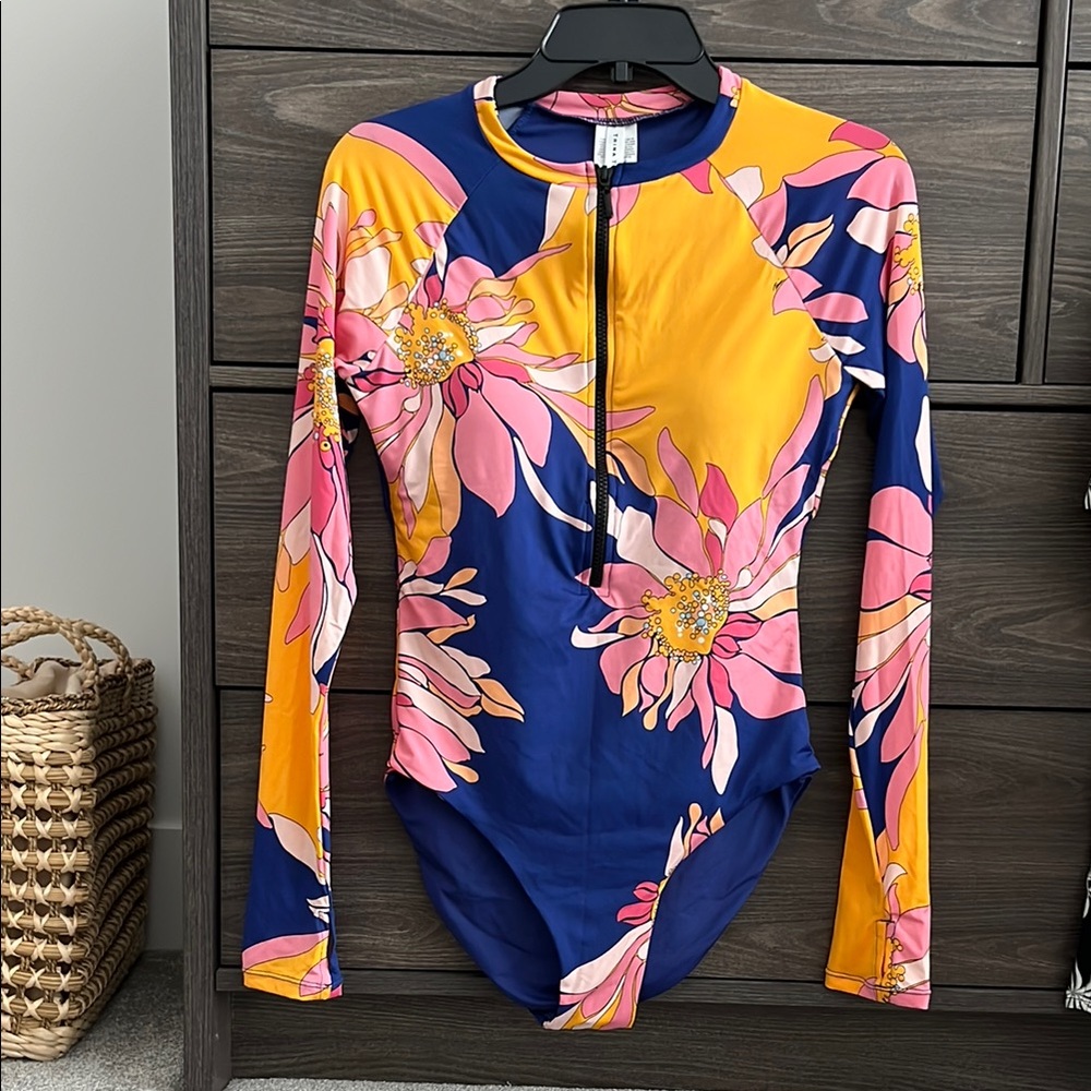 Floral Long Sleeve Swimsuit